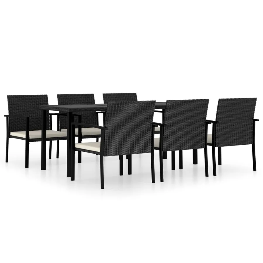 Ensemble à manger de jardin 7 pcs Résine tressée Noir - 2