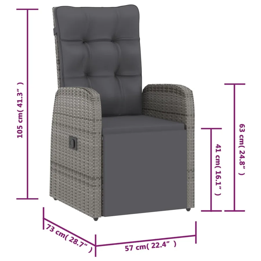 Salon de jardin 11 pcs avec coussins Résine tressée Gris - 17