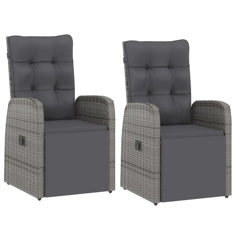 Salon de jardin 11 pcs avec coussins Résine tressée Gris - 8