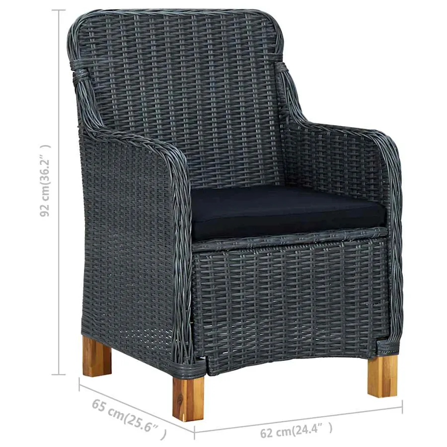 Ensemble à manger de jardin 7 pcs Gris foncé - 12