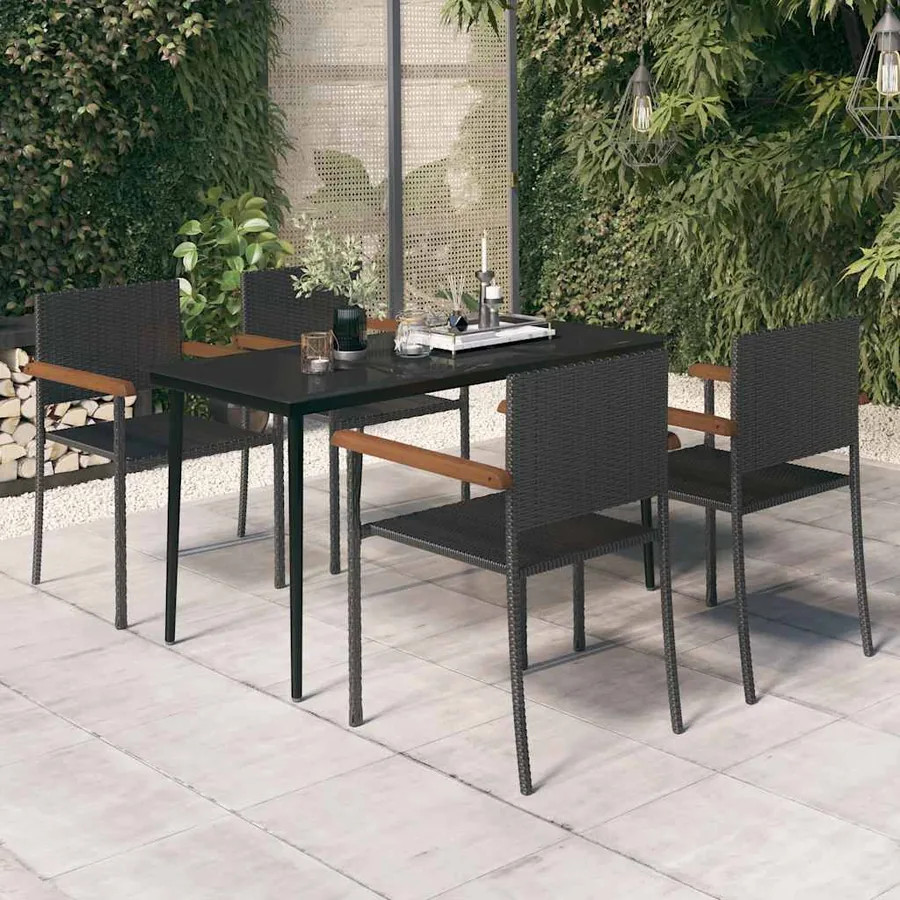 Ensemble à manger de jardin 5 pcs Noir