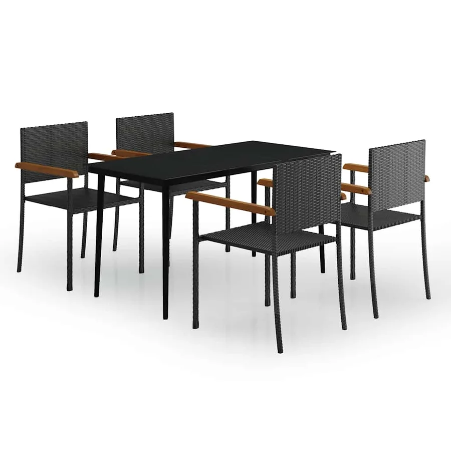 Ensemble à manger de jardin 5 pcs Noir - 2