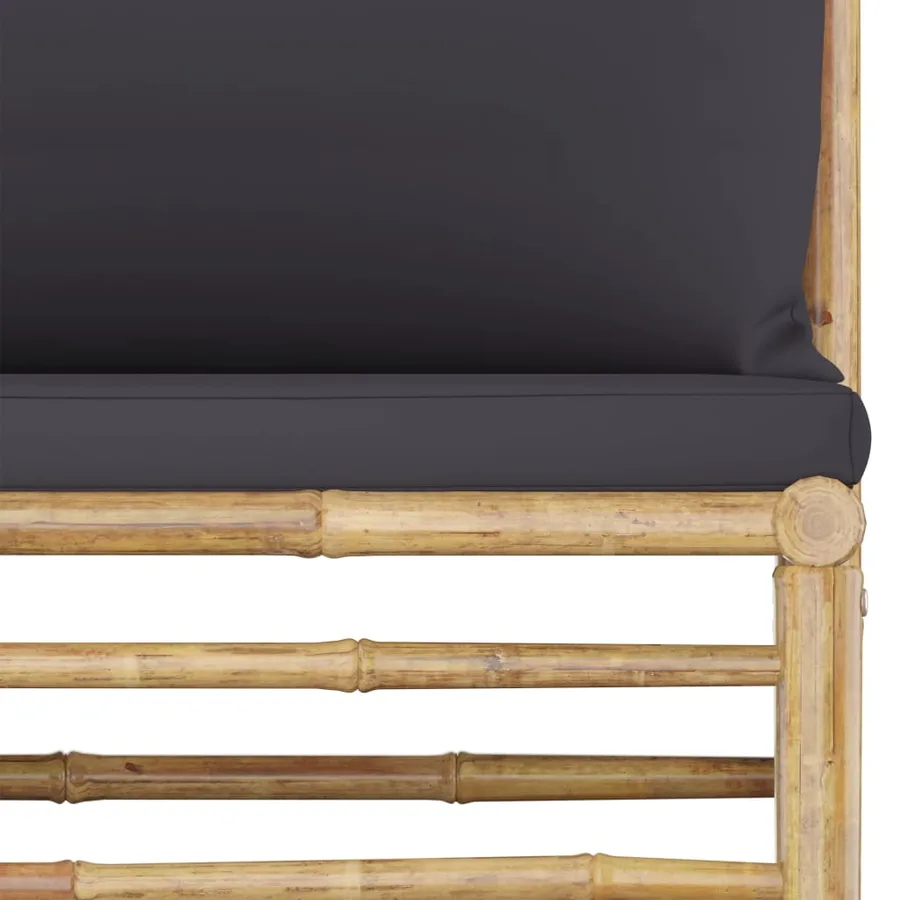 Salon de jardin 7 pcs avec coussins gris foncé bambou - 7