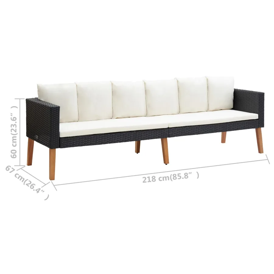 Salon de jardin 2 pcs avec coussins Résine tressée Noir - 11