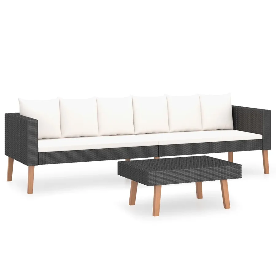 Salon de jardin 2 pcs avec coussins Résine tressée Noir - 2