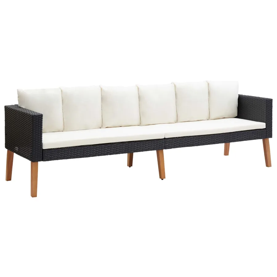 Salon de jardin 2 pcs avec coussins Résine tressée Noir - 6