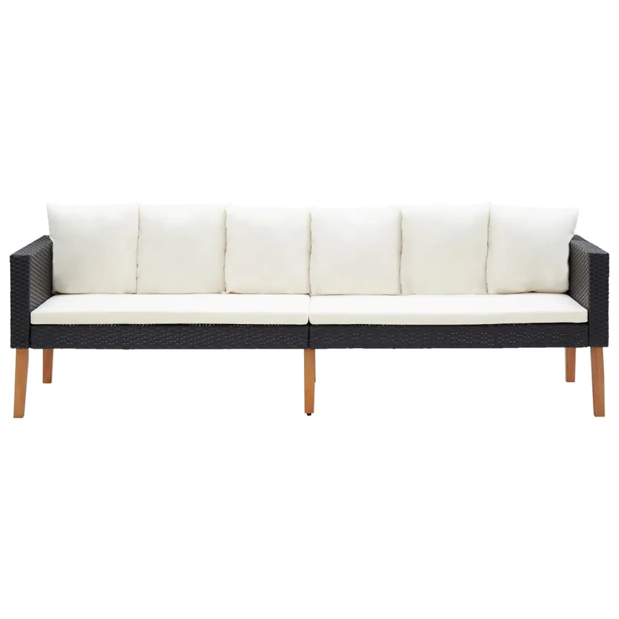 Salon de jardin 2 pcs avec coussins Résine tressée Noir - 8