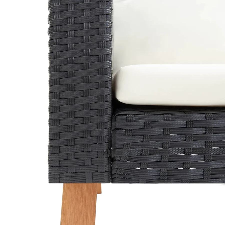 Salon de jardin 2 pcs avec coussins Résine tressée Noir - 9