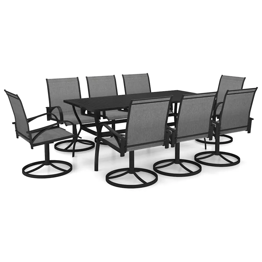 Ensemble à manger de jardin 9 pcs textilène et acier - 2
