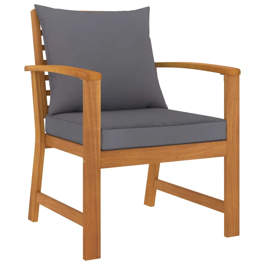 Salon de jardin 5 pcs avec coussin Bois d'acacia solide - 4