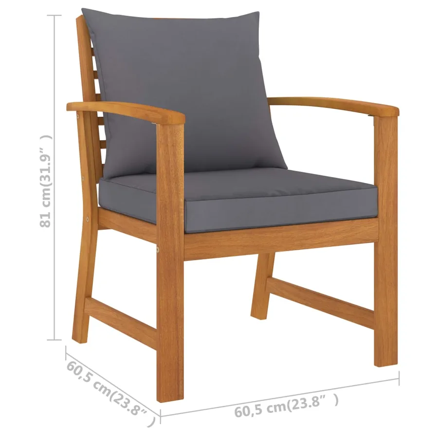 Salon de jardin 5 pcs avec coussin Bois d'acacia solide - 8