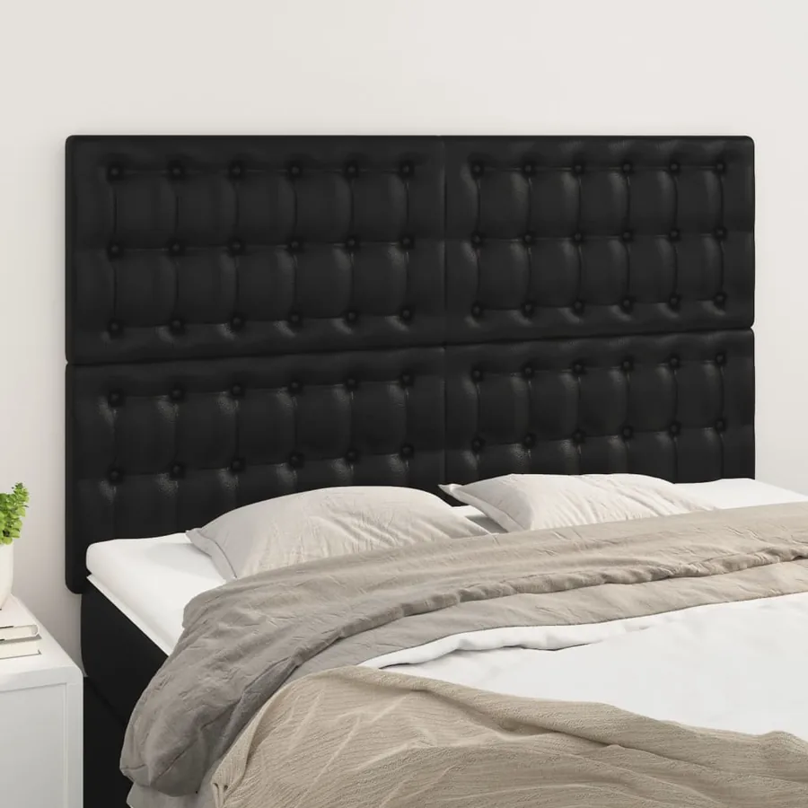 Tête de lit Noir 144x5x118/128 cm Similicuir