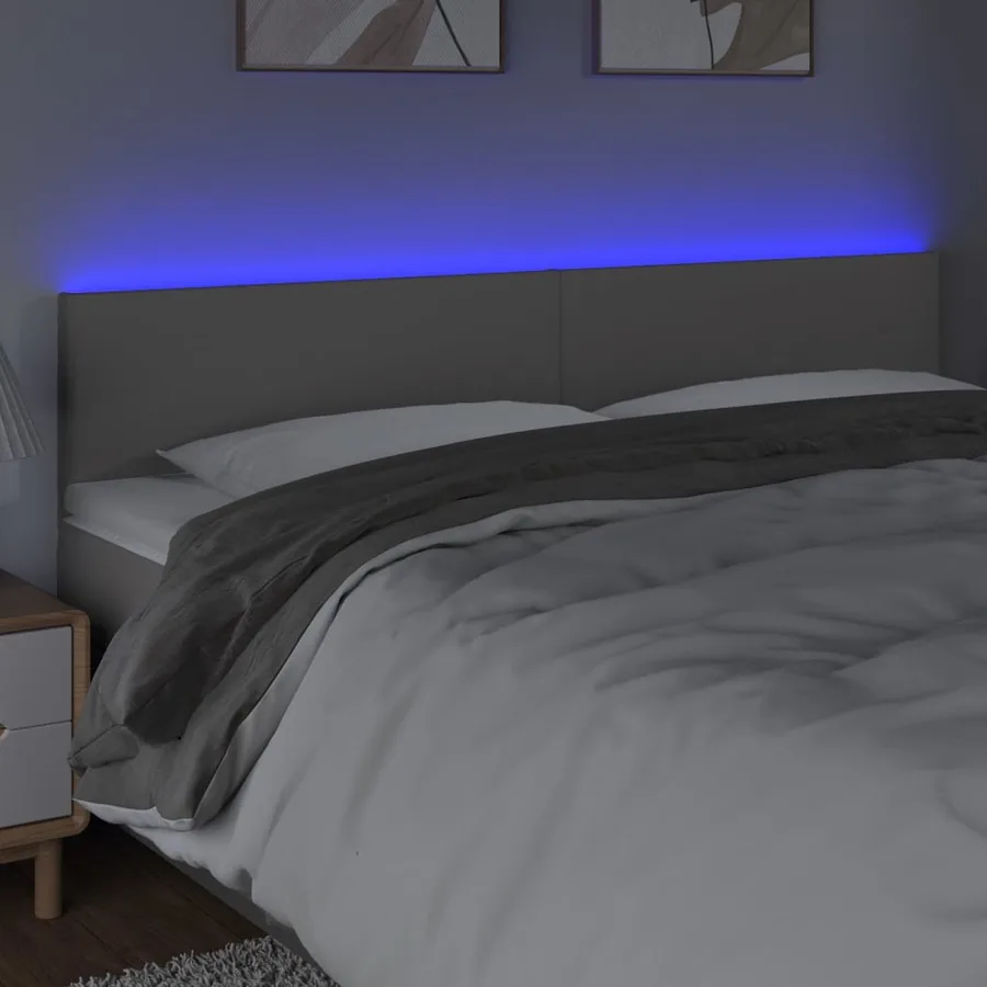 Tête de lit à LED Gris 200x5x78/88 cm Similicuir - 3