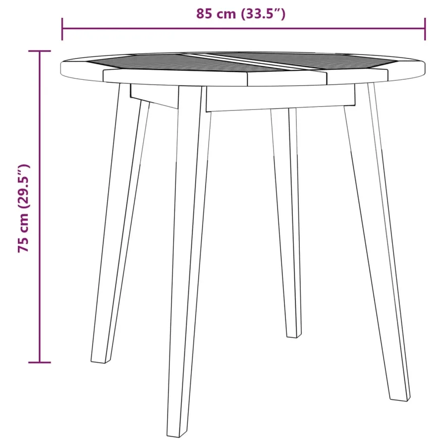 Table de jardin Ø85x75 cm Bois d'acacia solide - 5