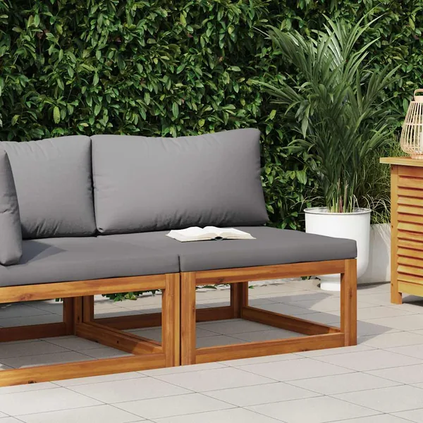 Canapé central sectionnel avec coussin gris foncé Bois d'acacia