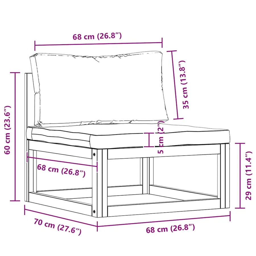 Canapé central sectionnel avec coussin gris foncé Bois d'acacia - 10