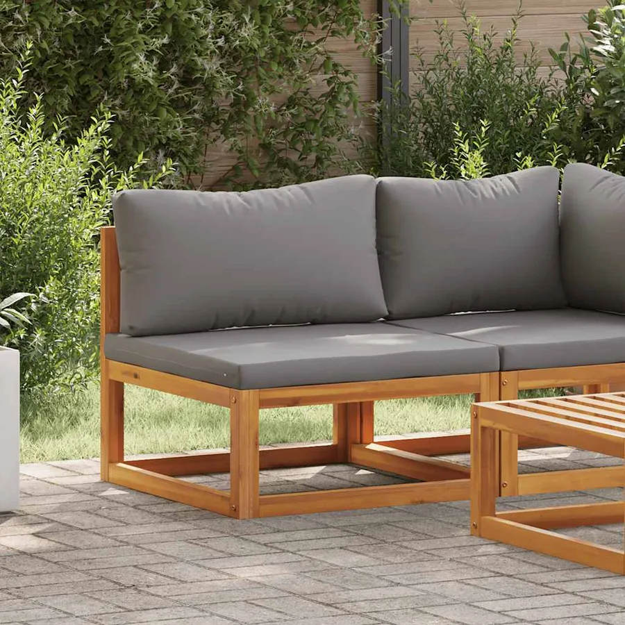 Canapé central sectionnel avec coussin gris foncé Bois d'acacia - 3