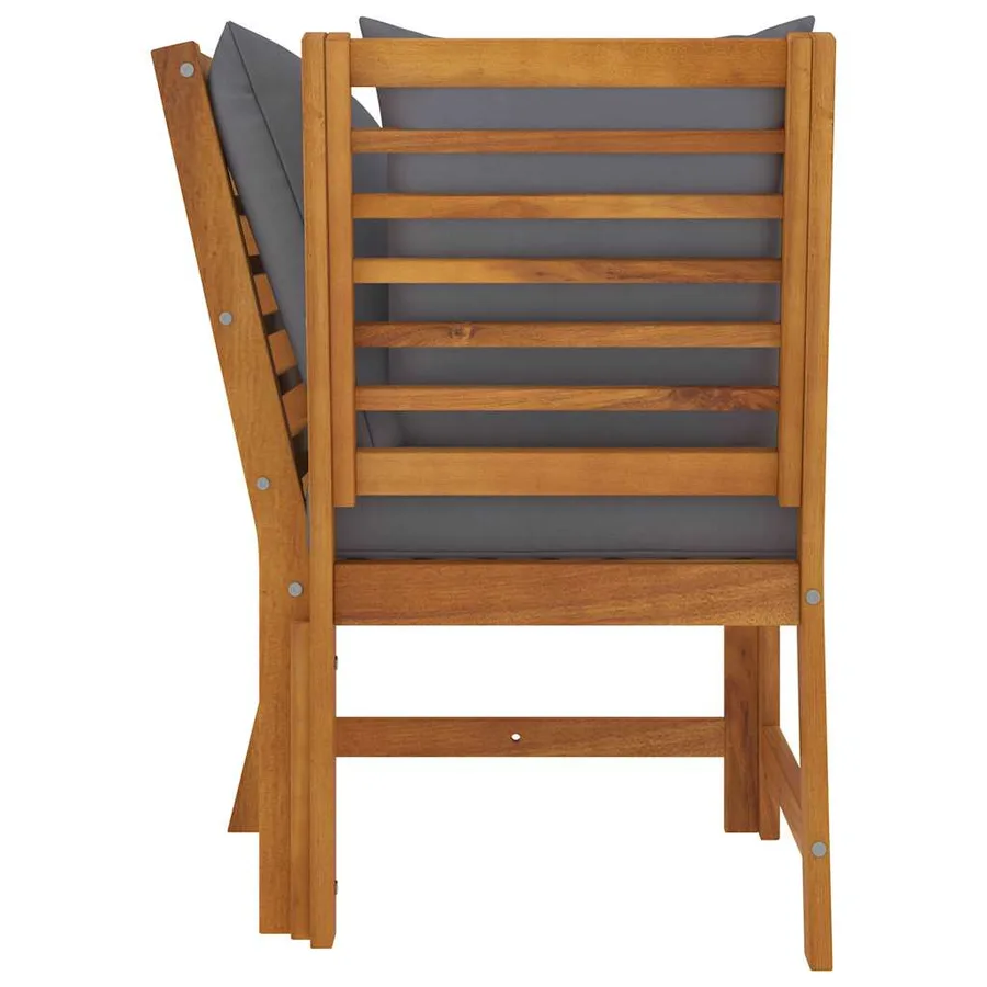 Canapé d'angle sectionnel avec coussin gris foncé Acacia solide - 4