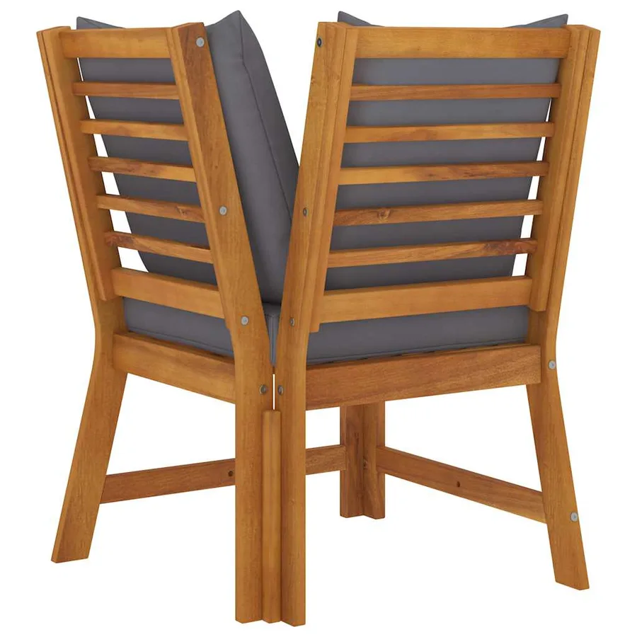Canapé d'angle sectionnel avec coussin gris foncé Acacia solide - 5