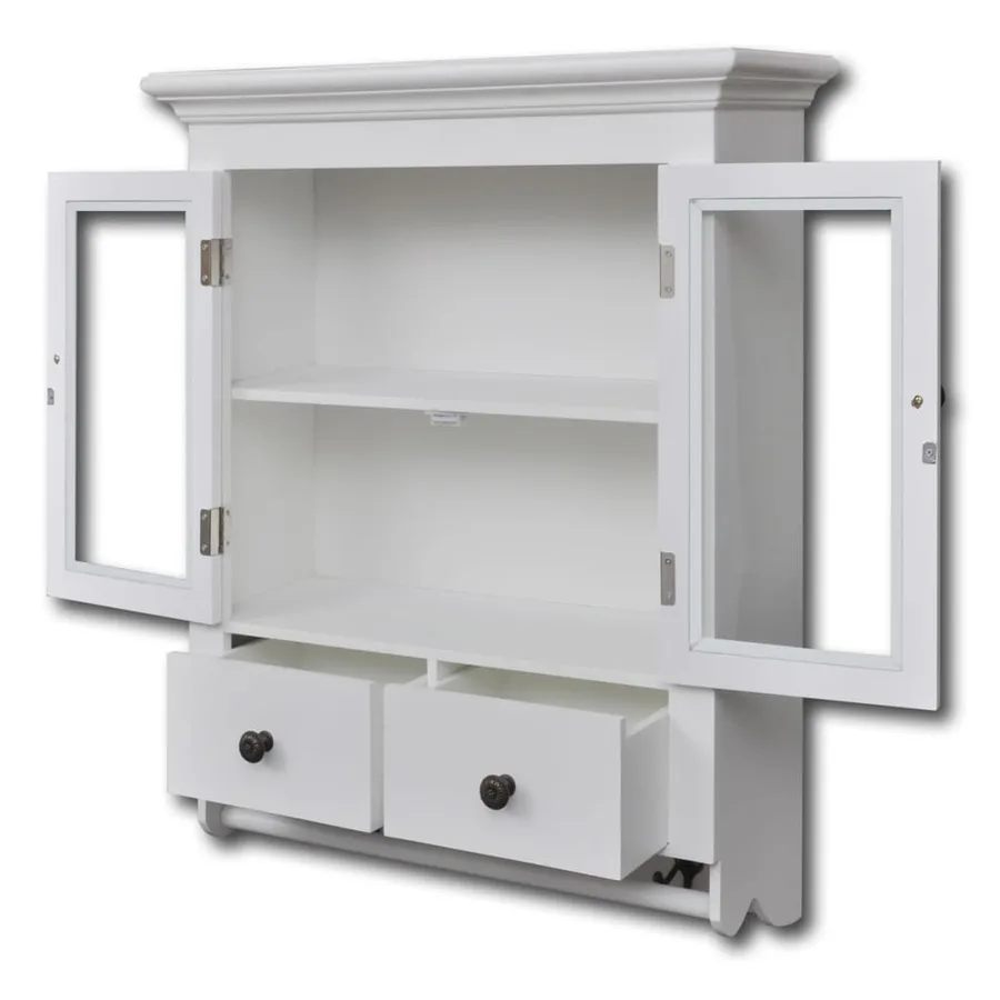 Placard mural de cuisine avec porte en verre Bois blanc - 3