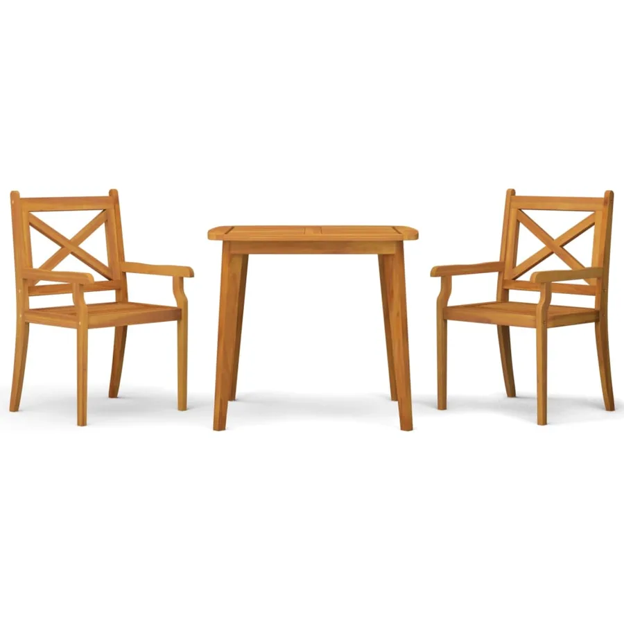 Ensemble à manger de jardin 3 pcs Bois d'acacia solide - 2