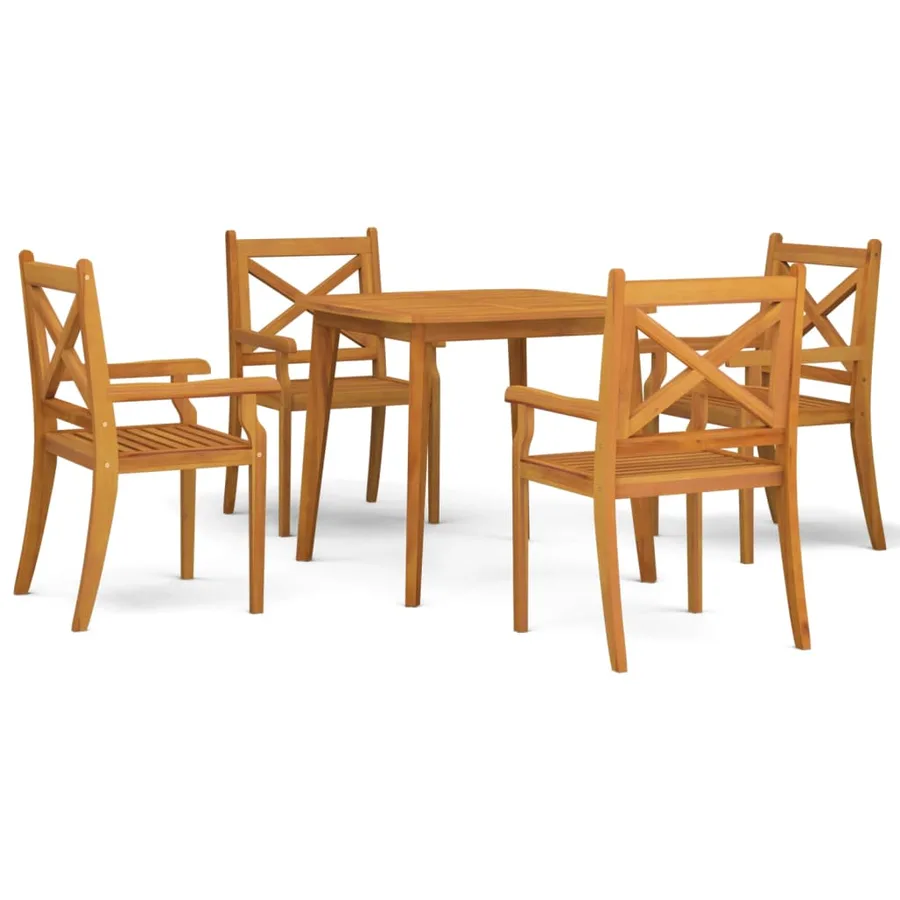 Ensemble à manger de jardin 5 pcs Bois d'acacia solide - 2