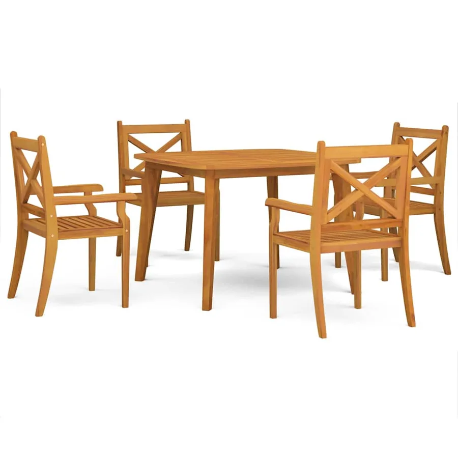 Ensemble à manger de jardin 5 pcs Bois d'acacia solide - 2