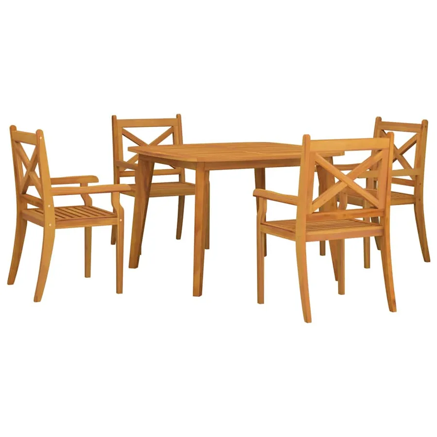 Ensemble à manger de jardin 5 pcs Bois d'acacia solide - 3
