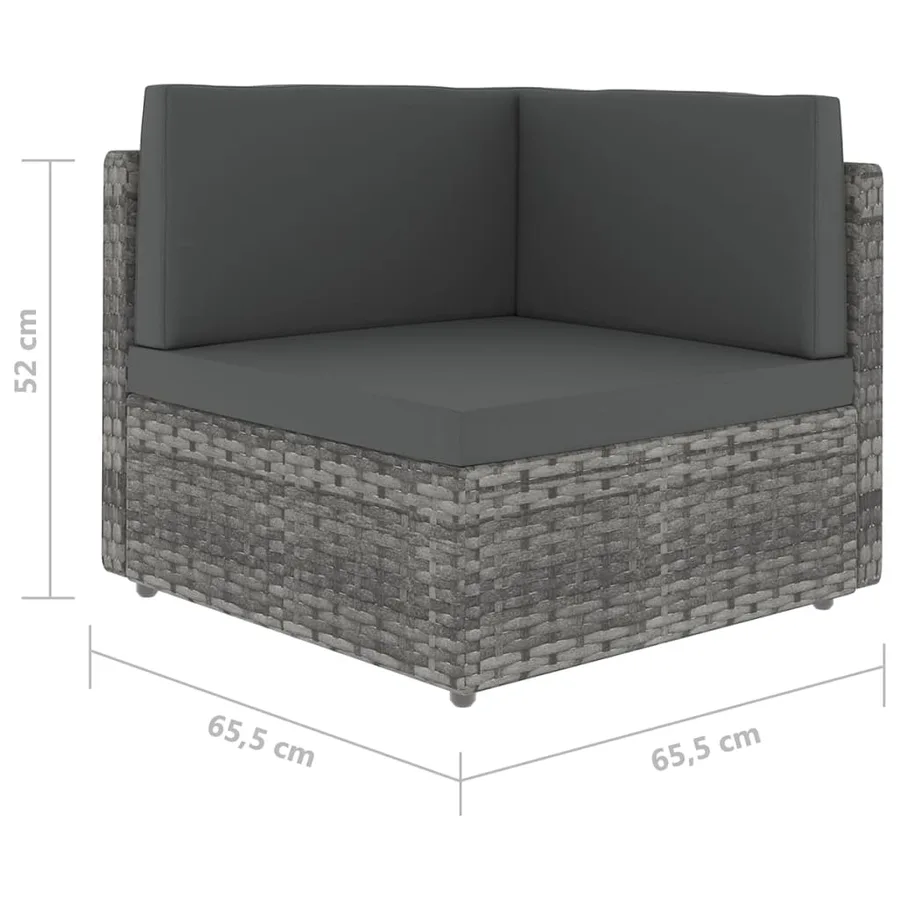 Salon de jardin 9 pcs avec coussins Gris Résine tressée - 11