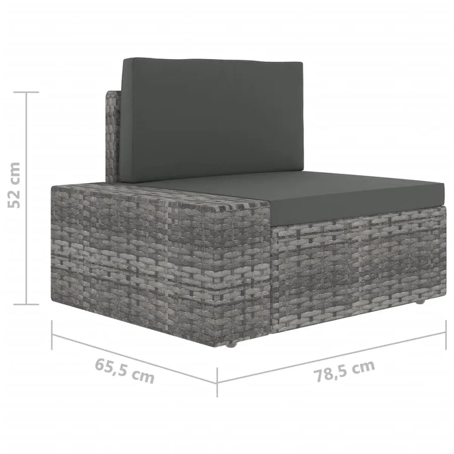 Salon de jardin 9 pcs avec coussins Gris Résine tressée - 13
