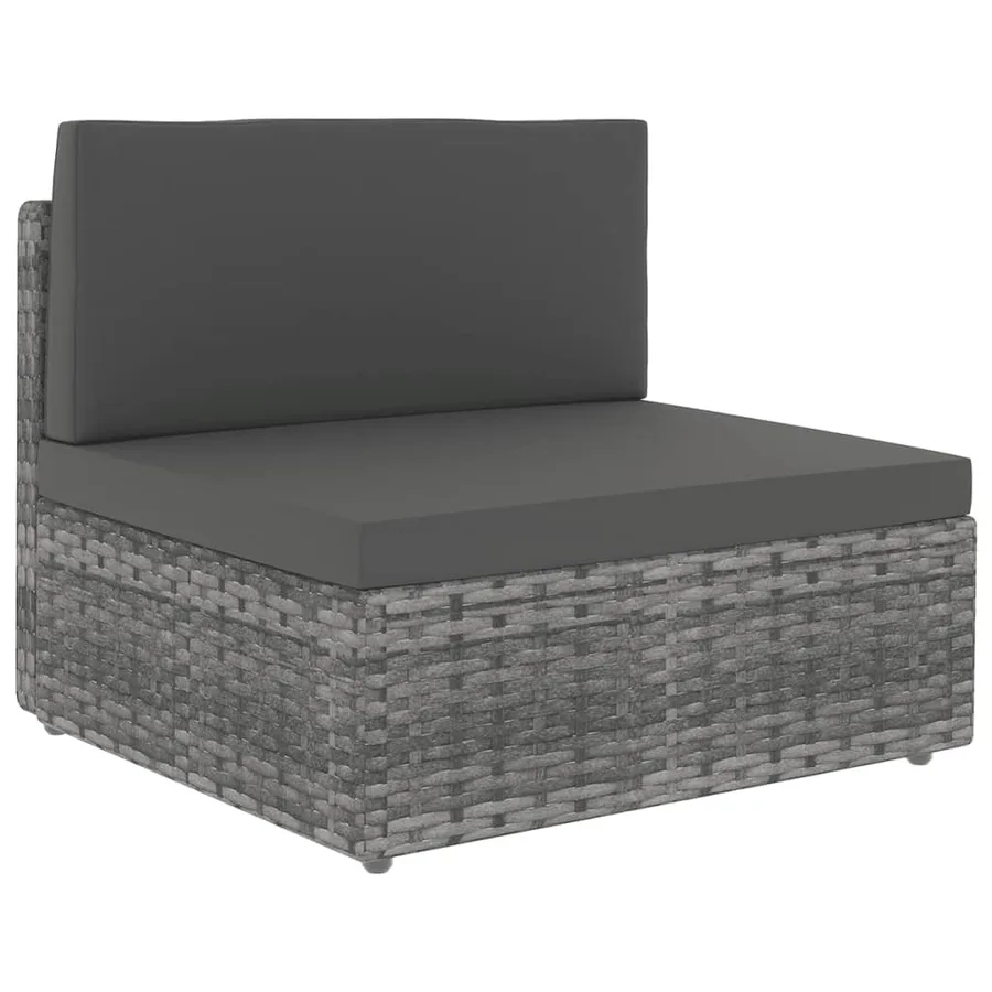 Salon de jardin 9 pcs avec coussins Gris Résine tressée - 2
