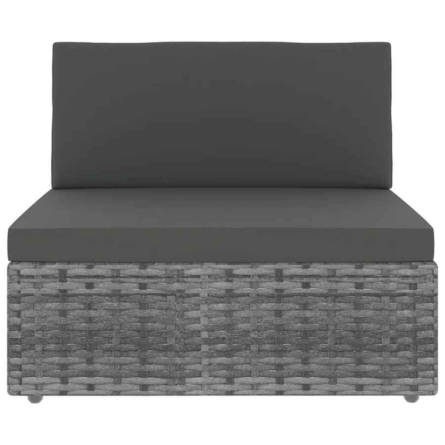 Salon de jardin 9 pcs avec coussins Gris Résine tressée - 3