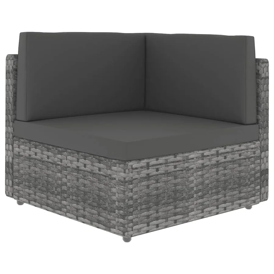 Salon de jardin 9 pcs avec coussins Gris Résine tressée - 4