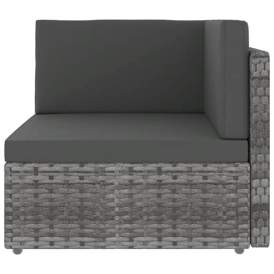 Salon de jardin 9 pcs avec coussins Gris Résine tressée - 5