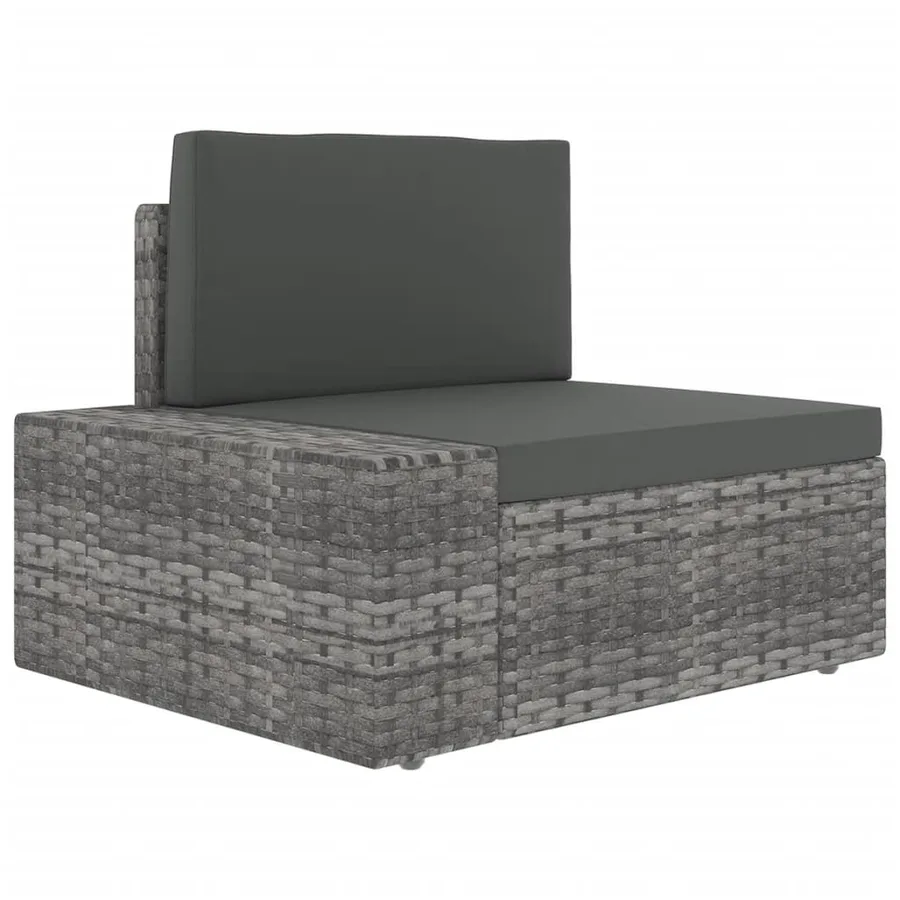 Salon de jardin 9 pcs avec coussins Gris Résine tressée - 8
