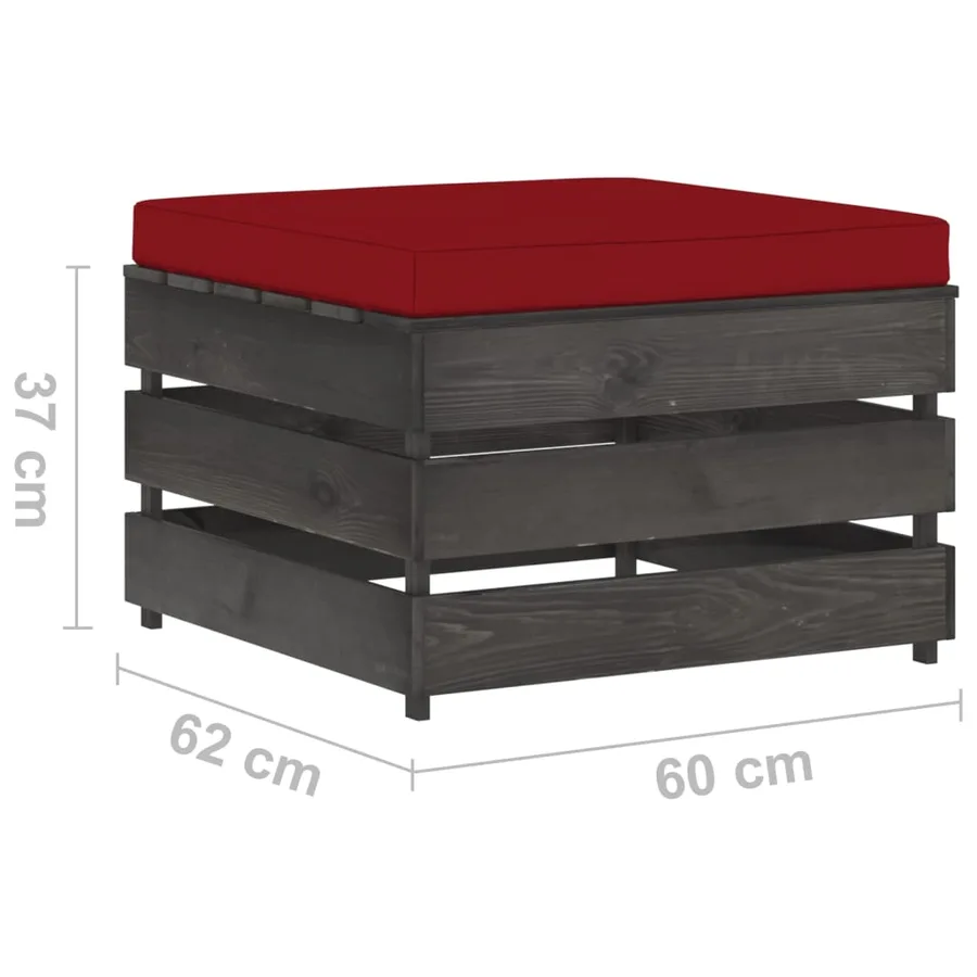 Salon de jardin 2 pcs avec coussins Bois imprégné de gris - 8