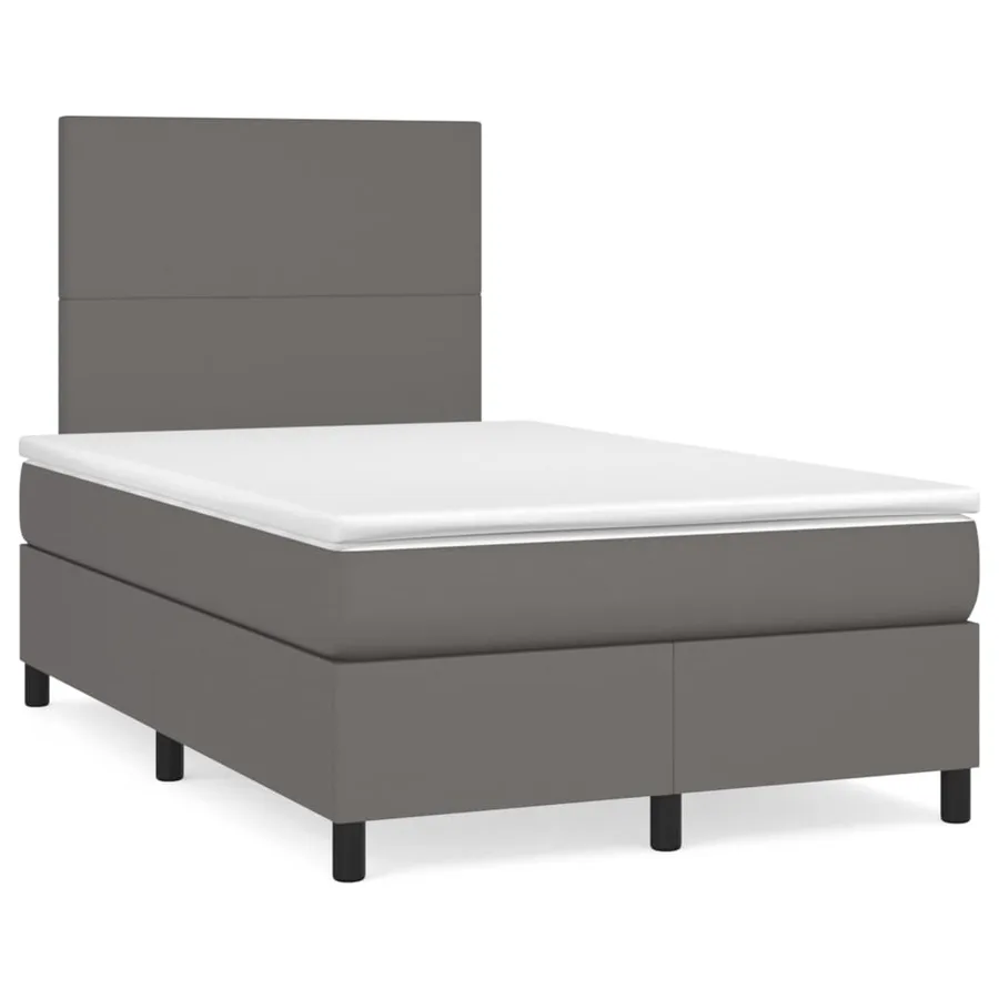 Sommier à lattes de lit avec matelas Gris 120x200 cm Similicuir - 2