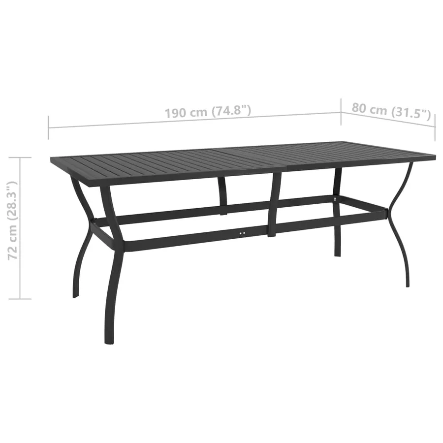 Table de jardin Anthracite 190x80x72 cm Acier - 6