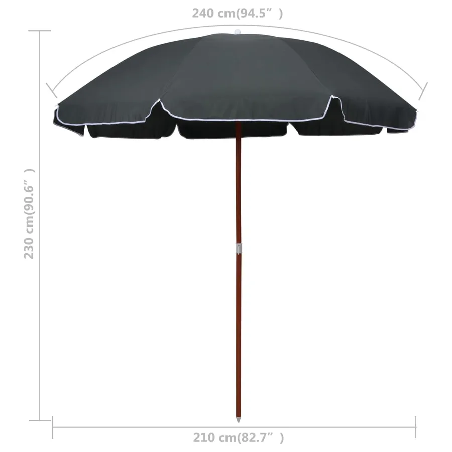 Parasol de jardin avec mât en acier 240 cm anthracite - 5