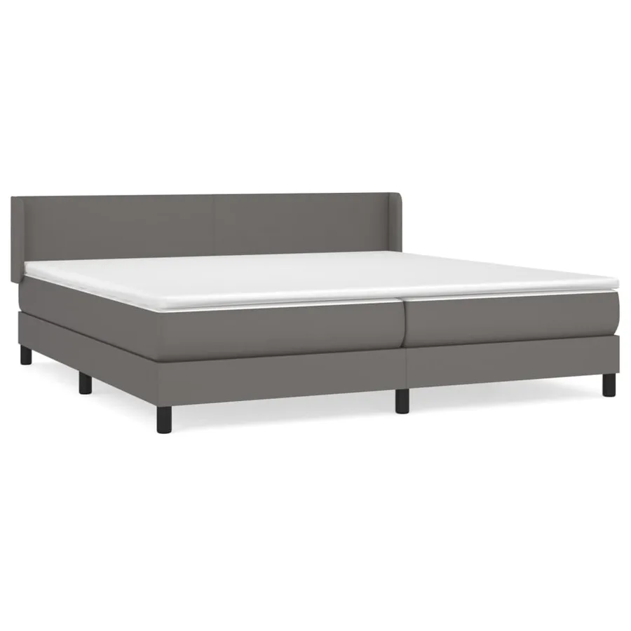 Sommier à lattes de lit avec matelas Gris 200x200 cm Similicuir - 2