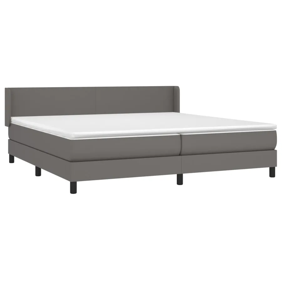 Sommier à lattes de lit avec matelas Gris 200x200 cm Similicuir - 3