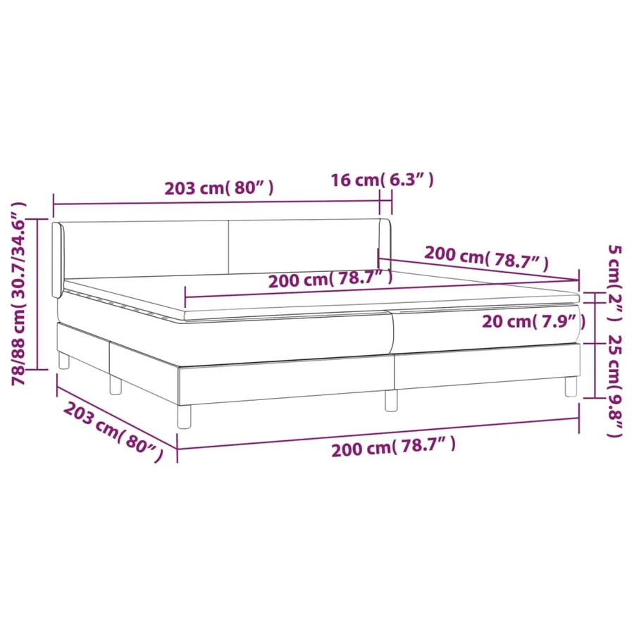 Sommier à lattes de lit avec matelas Gris 200x200 cm Similicuir - 7