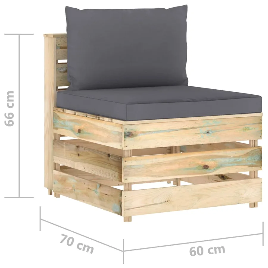 Canapé central sectionnel avec coussins Bois imprégné de vert - 6