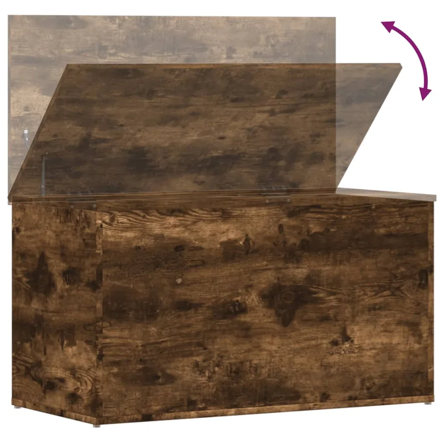 Coffre de rangement Chêne fumé 84x42x46 cm Bois d'ingénierie - 8