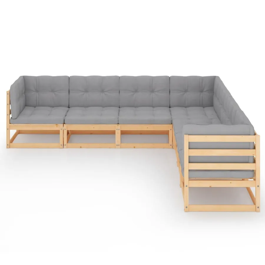 Salon de jardin 7 pcs avec coussins Bois de pin massif - 3