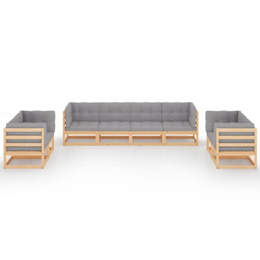 Salon de jardin 8 pcs avec coussins Bois de pin massif - 3