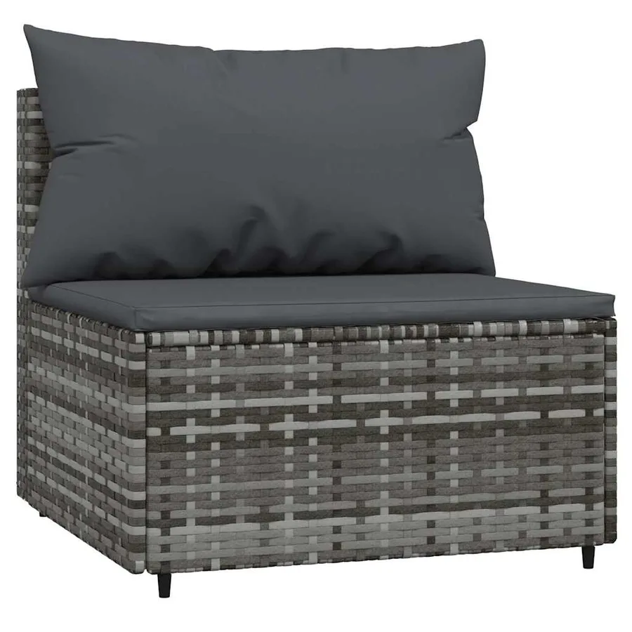Salon de jardin 4 pcs avec coussins Gris Résine tressée - 5
