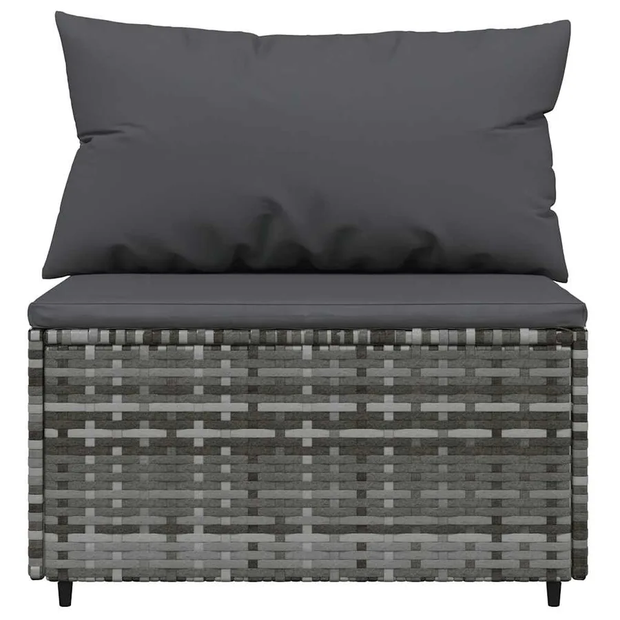 Salon de jardin 4 pcs avec coussins Gris Résine tressée - 6