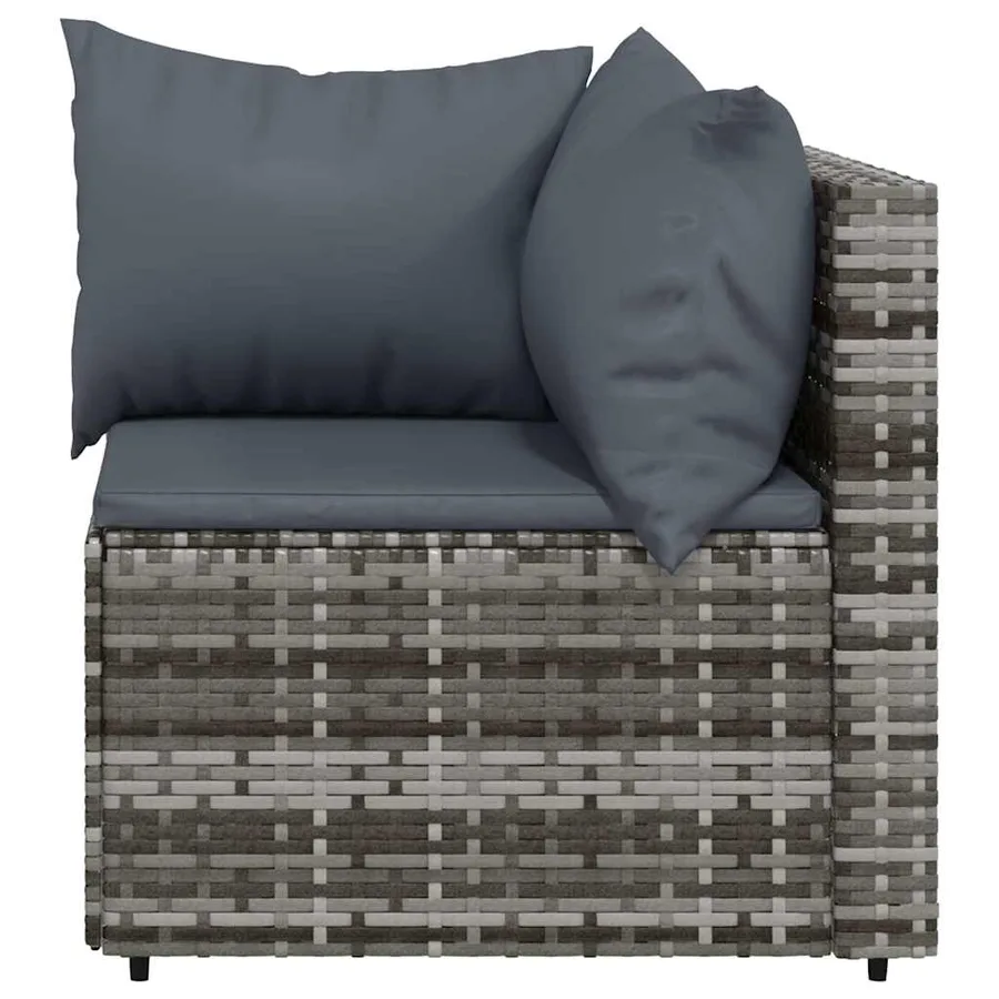 Salon de jardin 4 pcs avec coussins Gris Résine tressée - 7