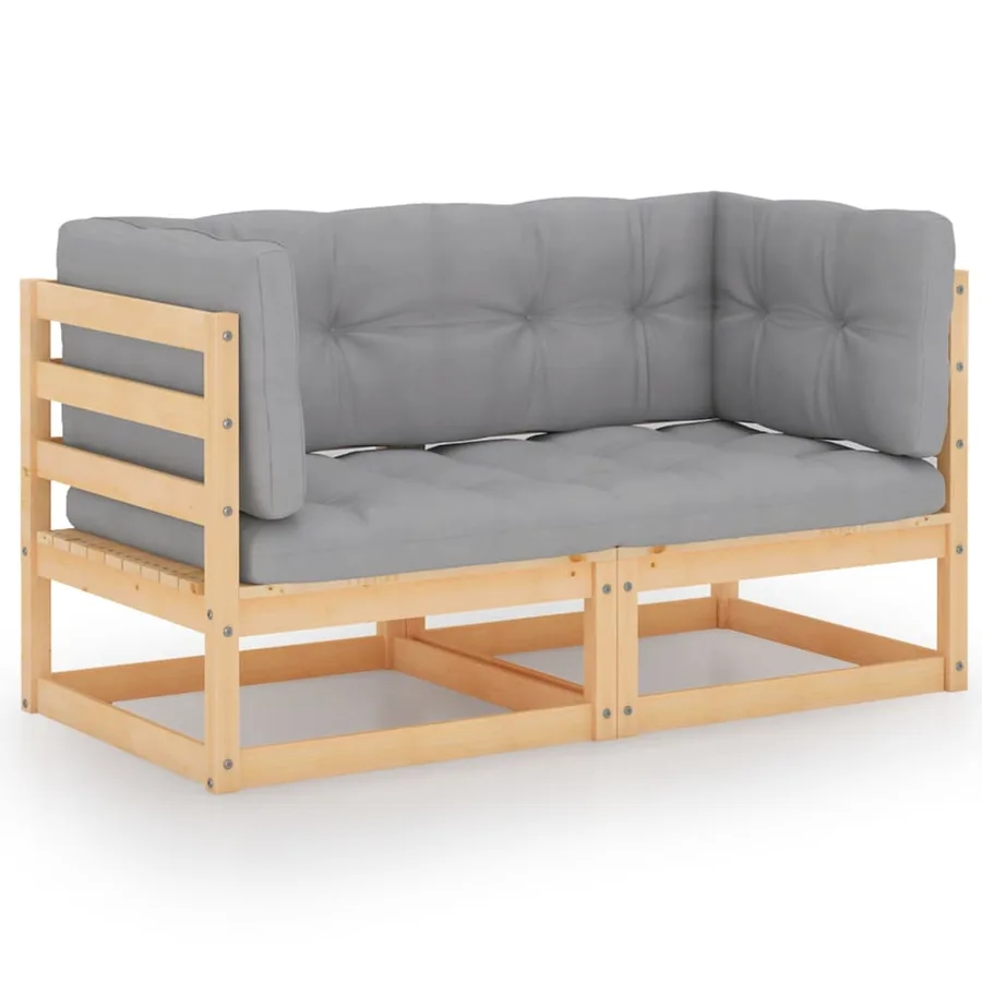 Salon de jardin 3 pcs avec coussins Bois de pin massif - 4
